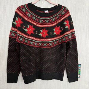 Red Poinsettia Sweater Knit Sm
